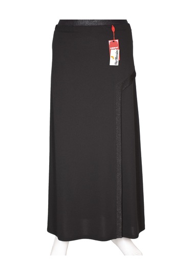 Hesna Kadın Talia Büyük Beden Sim Pervazlı Astarlı Siyah Çan Etek 001