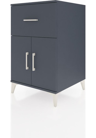 Kronos Komodin Tek Raflı Tek Çekmeceli 2 Kapaklı 60x59x96 Antrasit-antrasit Antrasit