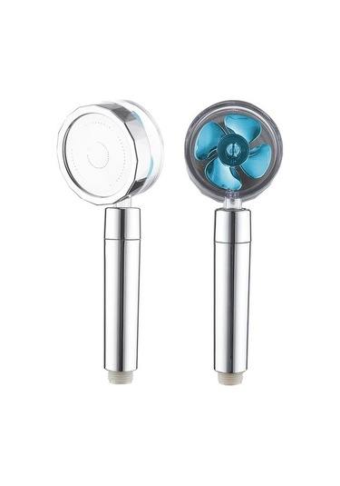 Primepickings Ddxmywzs-blue Turbo Fan Tahrikli Jet Duş Pervanesi Duş Başlığı Yağış Yüksek Basınçlı Fanlı 2 Katlı Gri