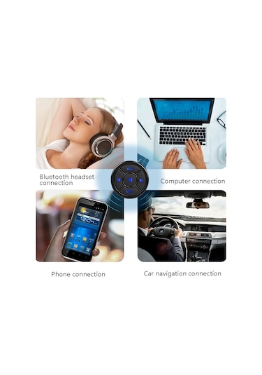 Sones Araba Cep Telefonu Uzaktan Kumanda Bluetooth Kablosuz Multimedya Düğmesi Uzaktan Kumanda Müzik Çalma Selfie, Renk: Siyah