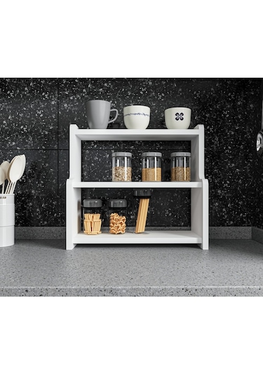 Alpa Ev Mobilya 3 Katlı Tezgah Üstü Mutfak Rafı, Baharatlık Ve Çok Amaçlı Organizer Beyaz