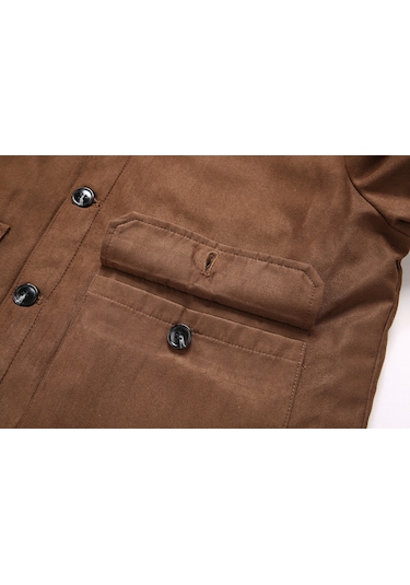 Yeni Erkek Süet Yakalı Peluş Ceket Kahverengi