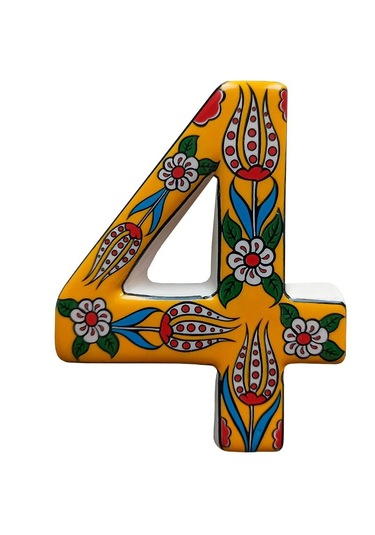 Seramik Kapı Adres Numaraları (0-9) Sarı Lale Desen