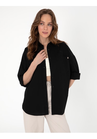 Pierre Cardin Kadın Siyah Gömlek Desenli 50313596-vr046 Siyah