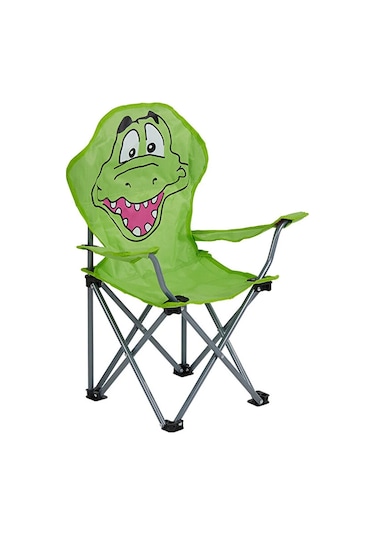 Timsah Figürlü Katlanır Çocuk Oyun Kamp Piknik Plaj Sandalyesi Yeşil