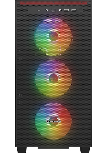 Rampage Blaze Mesh Temperli Camlı 4x12 CM ARGB Fan M-Atx 400W PSU Oyuncu Kasası