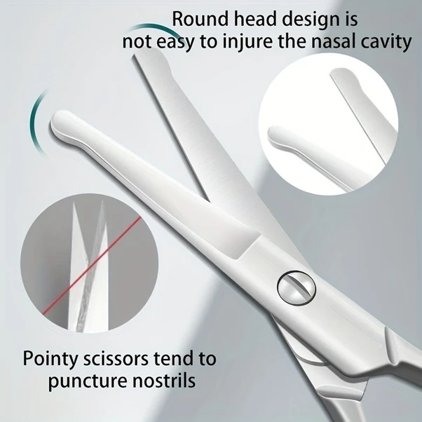 Gateesat Paslanmaz Çelik Burun Tüyü Makinesi - Yuvarlak Başlı Multifonksiyonel Erkek Bakım Makası