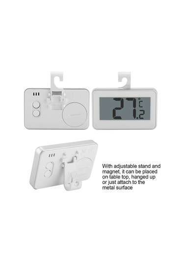 Sones Ayarlanabilir Standlı Büyük Lcd Buzdolabı Termometresi Mıknatıslı Dijital Termometre Beyaz