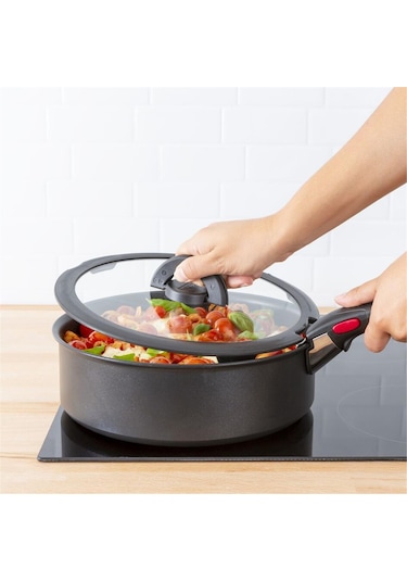 Tefal Ingenio Cam Kapak 16 Cm 001 Siyah