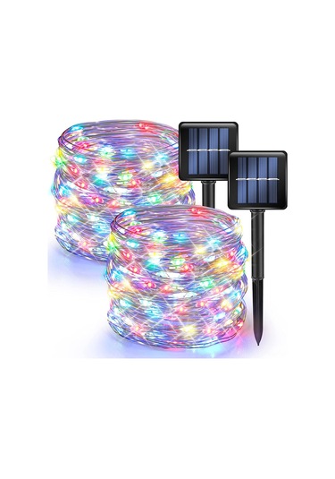 Tenfowee Güneş Enerjili Renkli Led Bahçe Aydınlatma Seti, 200 Led, 39.4 Ft, Su Geçirmez, 2 Paket