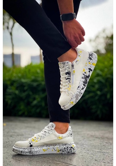 Kb-02 Kuback Bağcıklı Crocodile Beyaz Sarı Günlük Erkek Ayakkabı Beyaz4