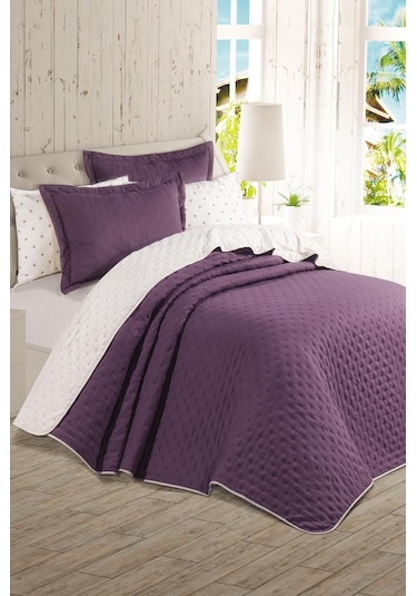 Washed Soft Çift Taraflı 6 Parça Çeyiz Seti Mürdüm Mürdüm