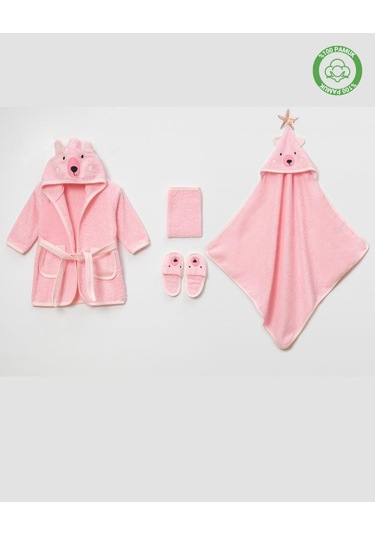 Ayılı Bornoz Takımı 1-2 Yaş Pembe