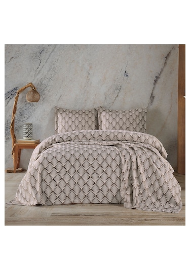 Birhome Molly Çift Kişilik Yatak Örtüsü Takımı Kahve Kahverengi