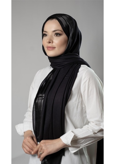 Hürrem Bone Siyah Şerit Çizgili Şal Viskon Kumaş Bursa Dolama 202109 01 Siyah