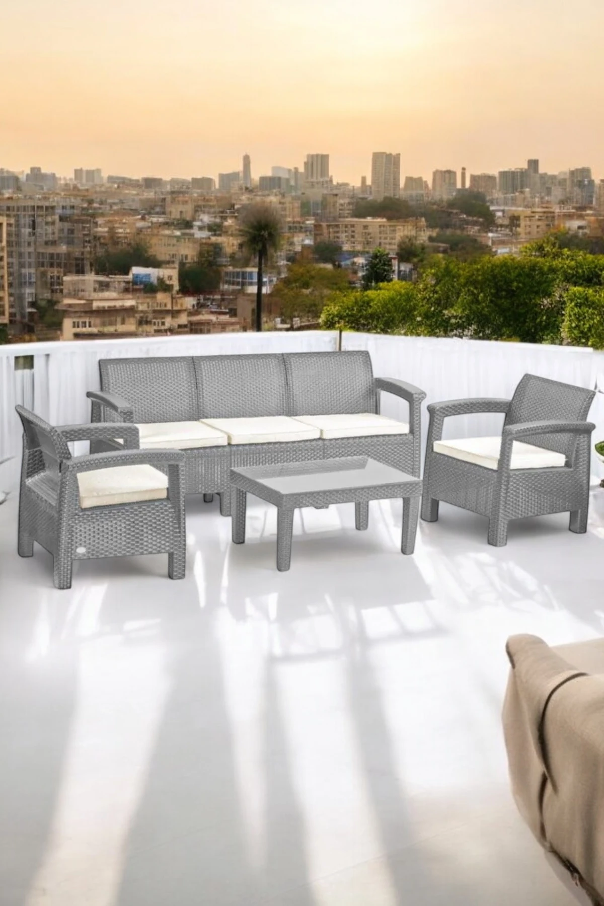 Holiday Amazon Üçlü Balkon Oturma Grubu Çöl Gri