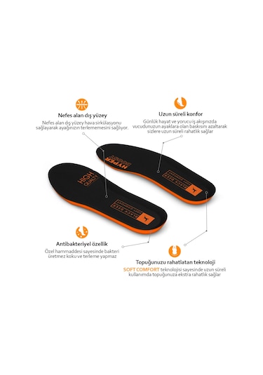 Black Deer Hyper Boost X30 Soft Comfort Siyah-Turuncu Ortopedik Tabanlık
