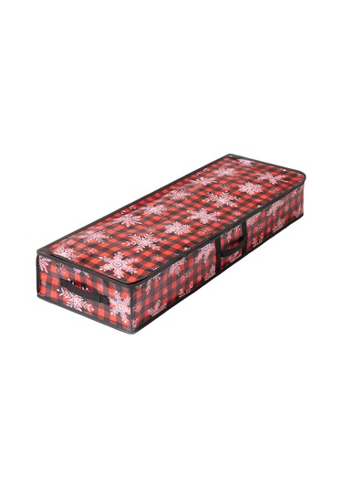 Xindoker Çift Kullanimlu Noel Ağaçlı Depolama Çanta - Gündelik Tuvalet Kağıdı & Noel Dekorasyonları İçin - 103x36x15 Cm - Kar Tanesi Desenli Kırmızı