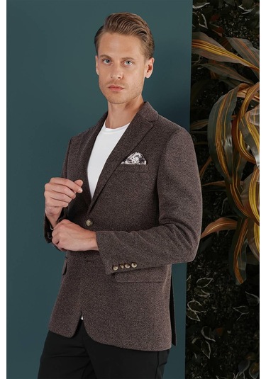 C 653 Slim Fit Kahve Spor Ceket Kahverengi