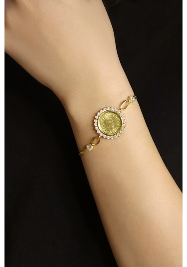 Tc Darphane  22 Ayar Çeyrek Altınlı 925 Ayar Gümüş Yılan Zincir Bileklik