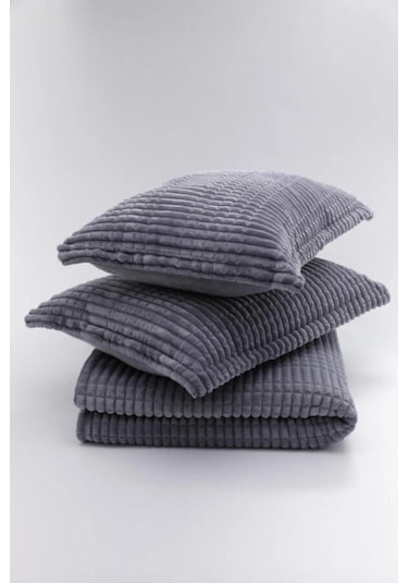 Merinos Modernline Çk 3 Parça Battaniye Seti 220x240 K.gri -