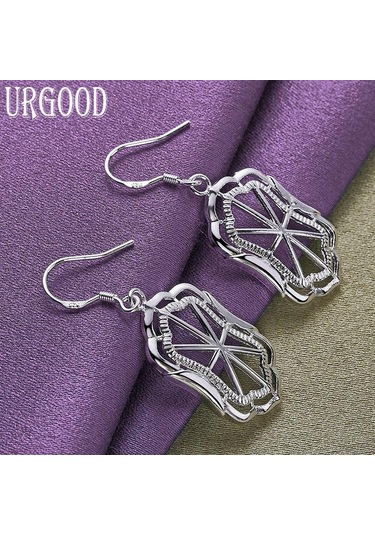 925 Ayar Gümüş Geometrik Damla Küpe Moda Takı