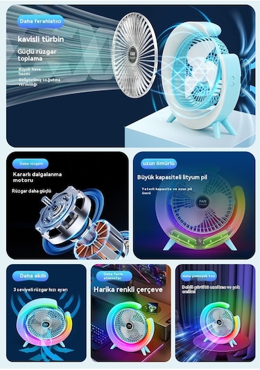 Usb Masaüstü Fanı Şarj Edilebilir Döngü Yüksek Rüzgar Fanı 000-açık Pembe
