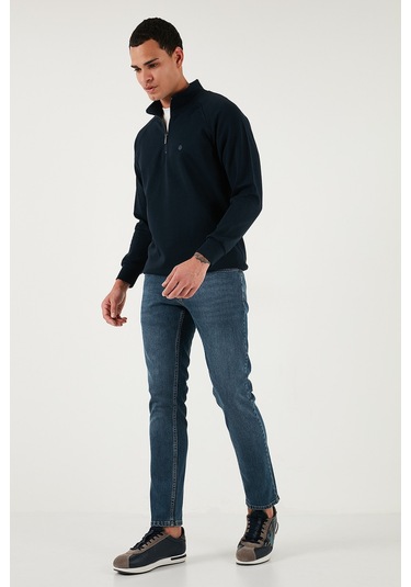 Buratti Pamuklu Regular Fit Normal Bel Boru Paça Jeans Erkek Kot Pantolon 2211C36Parma Mavi