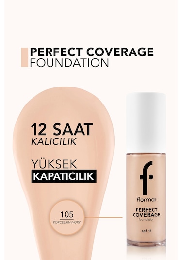 Flormar Perfect Coverage Yüksek Kapatıcı Fondöten 105 Porcelain Ivory