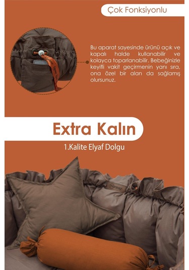 Mordesign Bebek Yatağı Ve Oyun Halısı, Babynest, Yenidoğan Oyun Halısı, Açılır/kapanır Yatak, Bloom Serisi 135 X 135 Kahverengi