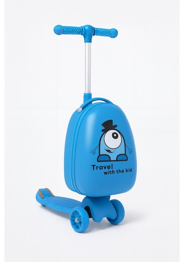Heybee Luggages Heybee Sevimli Canavar Scooter Mavi Çocuk Valiz Diğer