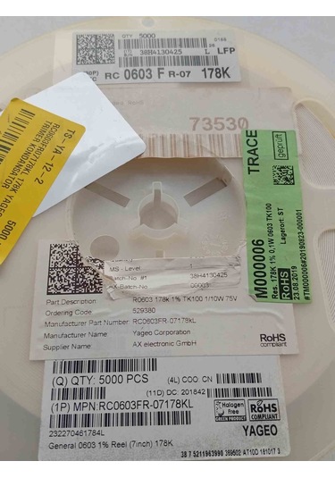 Rc0603fr07178kl 178k Yageo 5000 Adet