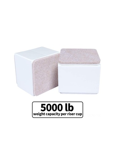 Qingmipy Masa Dolap Koltuk Yüksekliği Artırıcı Ayaklıklar - Kare 4 Adet 60x52mm Beyaz - Karbon Çelik Temel - Temizlik Ve Depolama Alanı Artırıcı