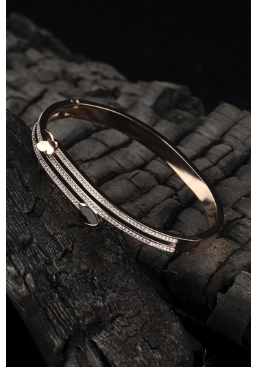 Ottoman Kadın Rose Taş Işlemeli 3'Lü Model Bileklik Cbl0Uclutas-R Rose Gold