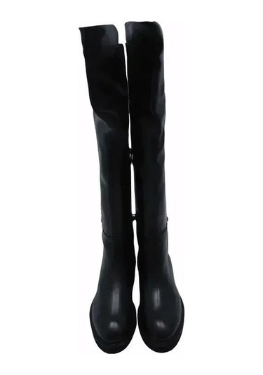 Poletto Hakiki Deri Sıyah Çizme Düz 629 07-857 Siyah