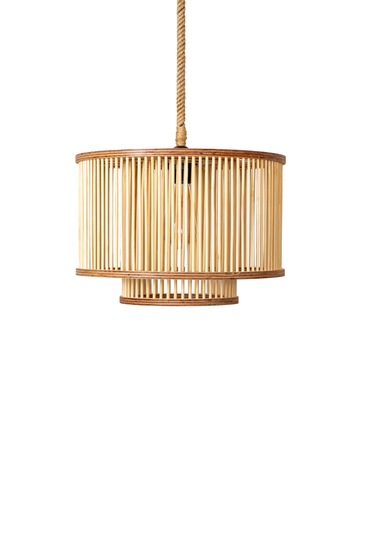 Rustik Serisi Firuze Bambu Sarkıt Avize Ahşap