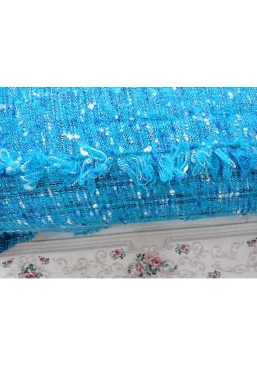 Tavşan Tüyü El Dokuma Çift Kişilik Yatak Örtüsü 280x260 -mavi Mavi