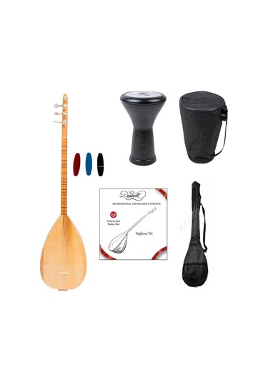 Kısa Sap Baglama - Siyah Mısır Darbuka - Kılıf - Tel Takım