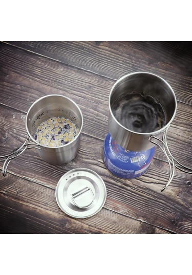 Adet Katlanabilir Kamp Bardakları Ve Kupaları Tencere 304-gıda Sınıfı Paslanmaz Çelik Açık Hava Pişirme Seti Havalandırmalı Kapaklı Diğer