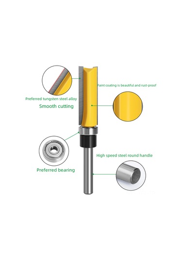 Konesam Ahşap Cnc Freze Aracı: 1/4 Uçlu İki Kenarlı Rulmanlı Taşlama Bıçağı, Uzun Konstruksiyonlu 1/4 1/2 38