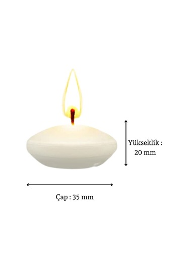 50 Li Paket Çap 3,5 Cm Beyaz Yüzen Mum Beyaz - Beyaz