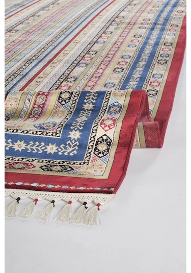 Apex Halı Bruj Bambu Viscon Halı 8741bu Bordo Renkli