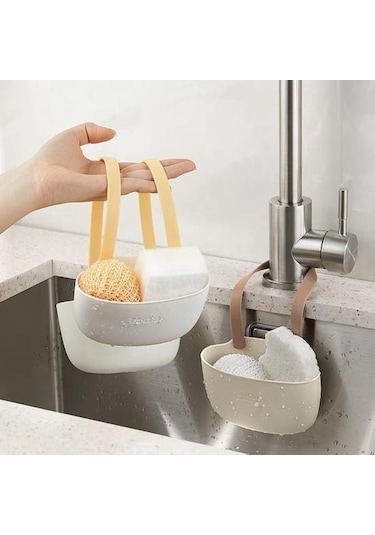 Beyaz Drenaj Sepeti Dayanıklı Kurulumu Kolay Içi Boş Tasarım Lavabo Drenaj Torbası Mutfak Sünger Drenaj Tutucu Ev İçin