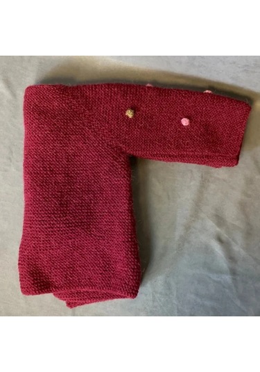 Uretti - Yıldız 7202 - El Örgüsü Bordo Hırka - Şapka İkili Bebek Takımı - 1/2 Yaş Bordo