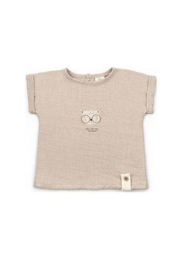 Bebek Kısa Kollu Tişört Ve Pantolon Takımı, %100 Pamuk, Bebek Ve Yenidoğan Serisi - Csym7103 Vizon