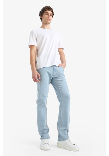 Defacto Sergio Regular Fıt Normal Bel Boru Paça Düz Paça Jean Pantolon E1936AX25SP Mavi