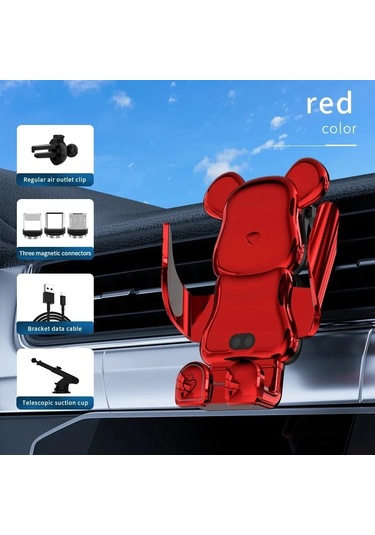 Goldenqian Kablosuz Araba Cep Telefonu Tutacağı Destek 15w Kablosuz Hızlı Şarj Tutucu Araba Cep Telefonu Tutucu Oto Aksesuar Standı Red Red