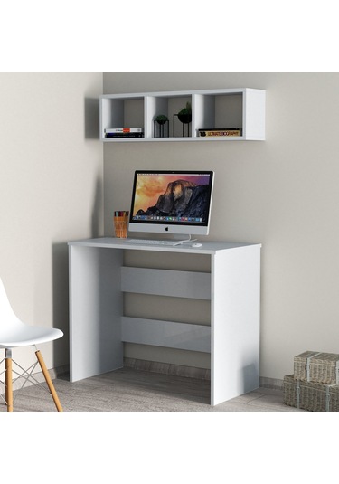 Tanmob Çalışma Masası Raflı Beyaz - Clm0201
