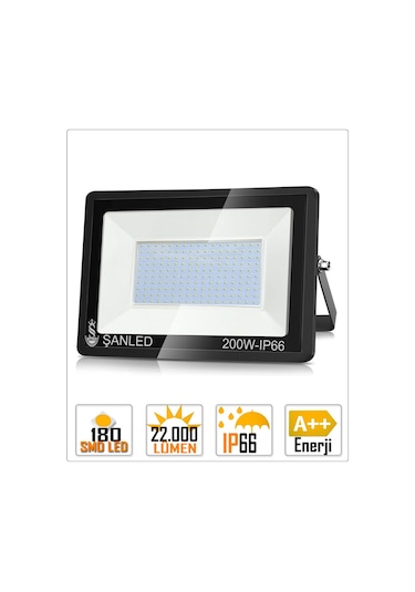 Şanled 200w 22.000 Lümen 6500k Beyaz Işık Smd Led Projektör 10'lu