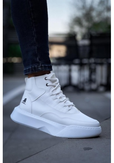 Ba0318 Bağcıklı Erkek Yüksek Taban Beyaz Spor Bot Renklı